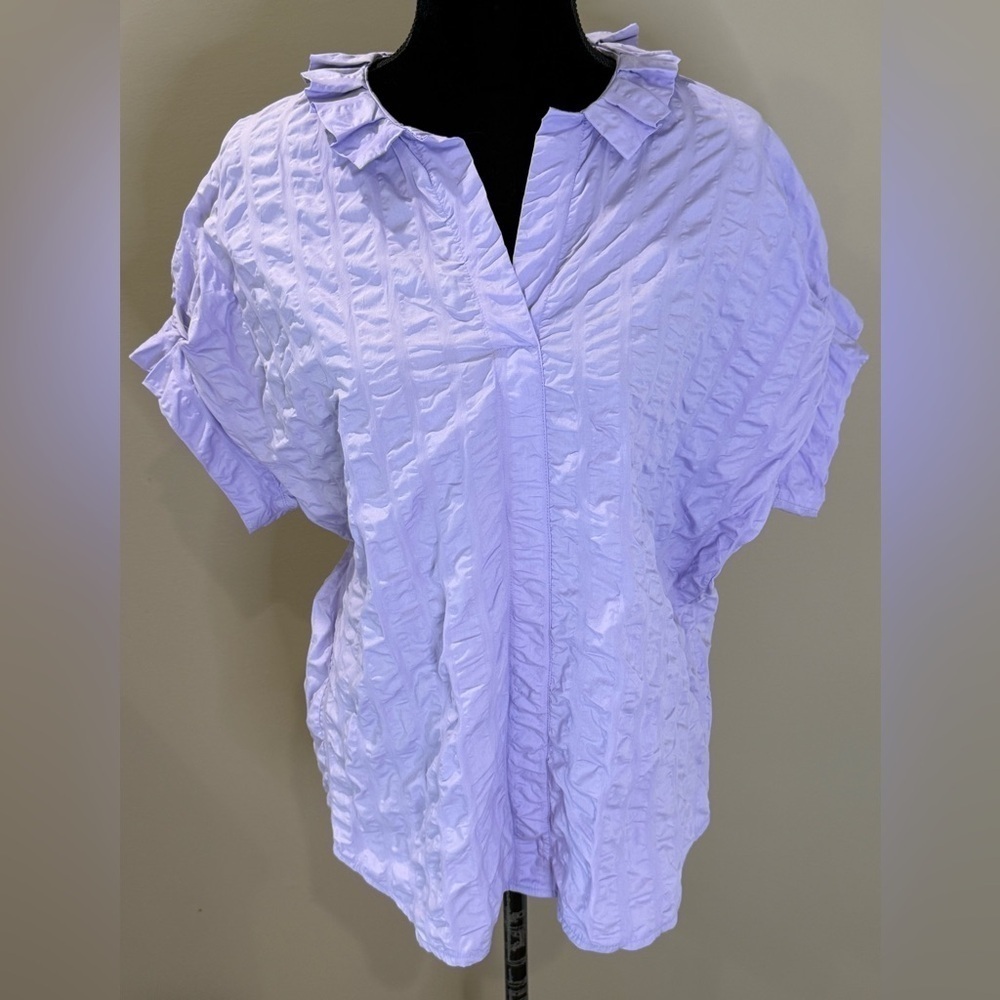 Women’s JAG lavender vneck oversized short sleeve blouse- Size XS